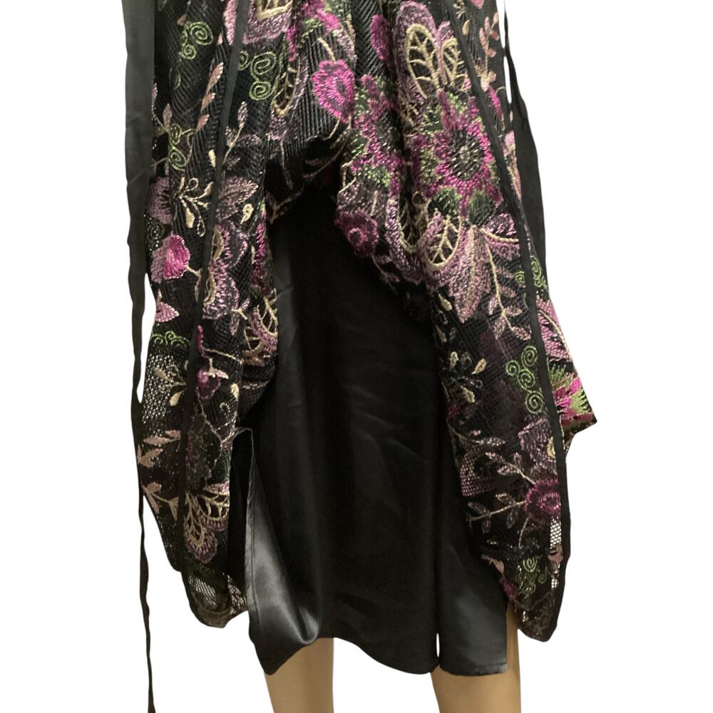 Tahari Arthur S. Levine floral embroidered mesh lace tie cocktail dress size 12 - Picture 5 of 9